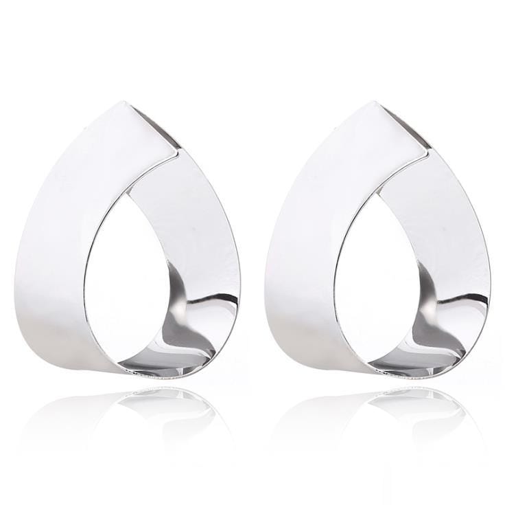 Personal Ear Accessories Geometric Drop Mirror Metal Earrings (Silver)