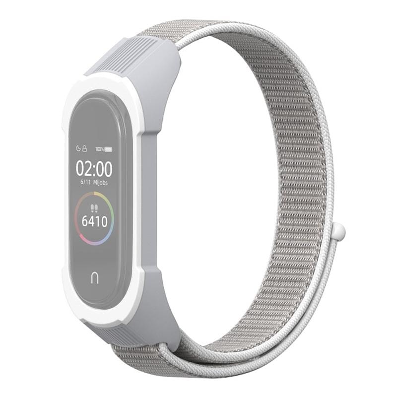 For Xiaomi Mi Band 5 / 4 / 3 Nylon Replacement Strap Watchband (Seashell+Grey White)