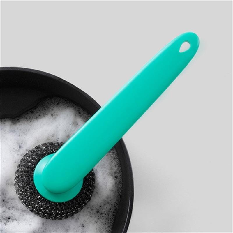 2 PCS Long Handle Wire Ball Pot Brush (Green)