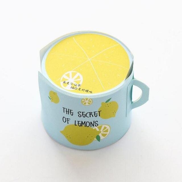 400 Sheets Creative Cute Fruit Cup Shaped Memo Pads Message Note Paper Message Sticky Note (Lemon)
