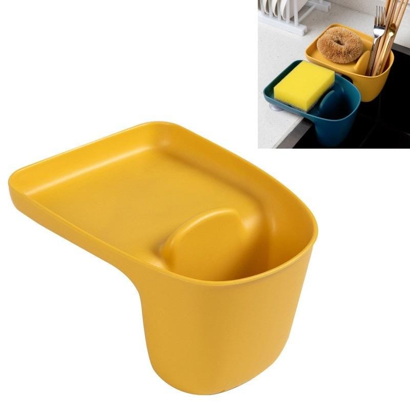 5 PCS Kitchen Sink Drain Storage Basket Suction Cup Shelf Kitchen Supplies (Light Yellow)