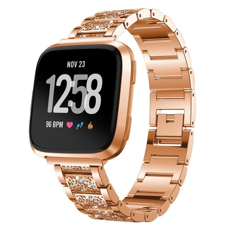 For Huami 1 / Huami 2 / Ticwatch1 / Ticwatch Pro / Samsung Galaxy Watch 46mm / Samsung S3 / Huawei Watch2 Pro / Huawei GT / Huawei Glory Magic Full Diamond Models Metal Inlay Universal 22MM Strap (Rose Gold)