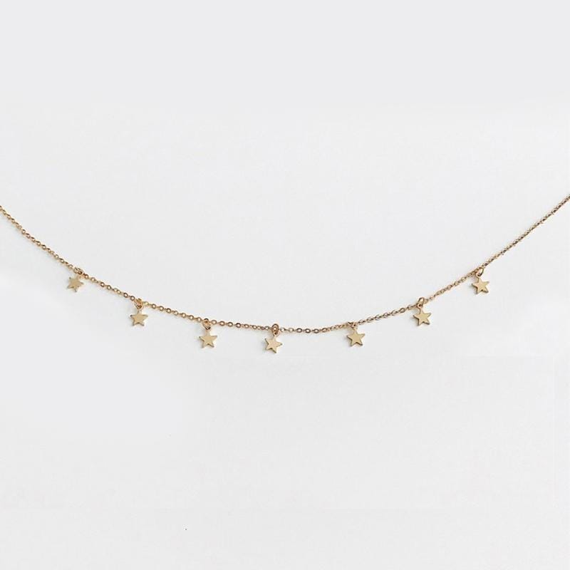 Women Fashion Necklaces Bohemia Star Moon Necklace Pendants (gold color)