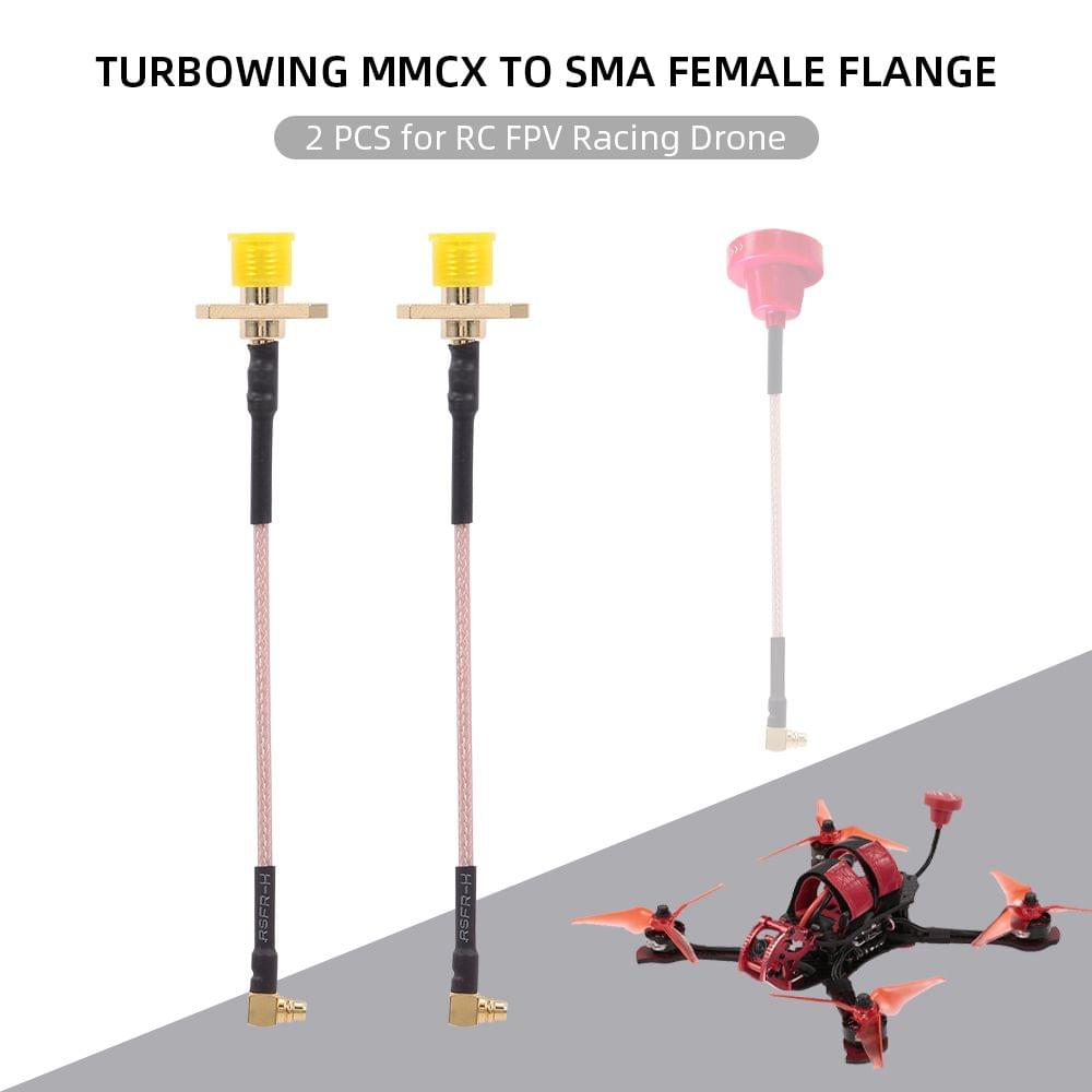 2pcs Turbowing MMCX to SMA Female Flange FPV Antenna