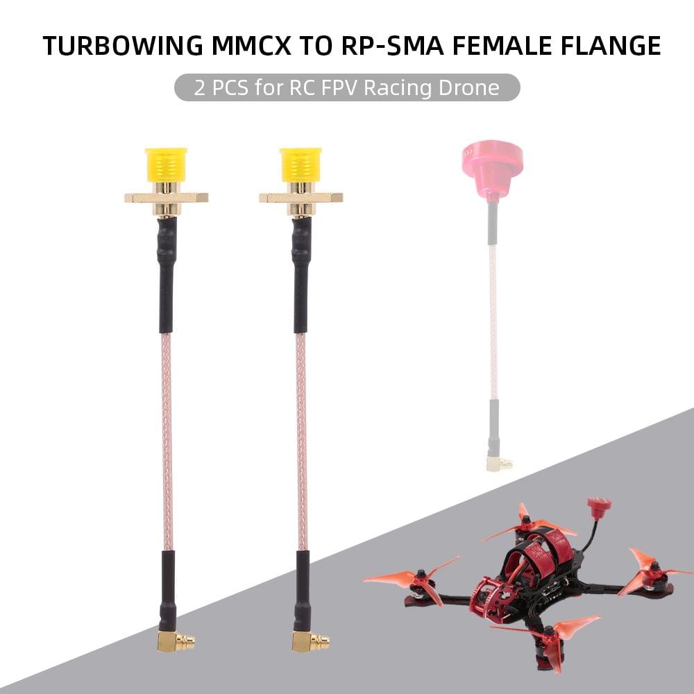 2pcs Turbowing MMCX to RP-SMA Female Flange FPV Antenna