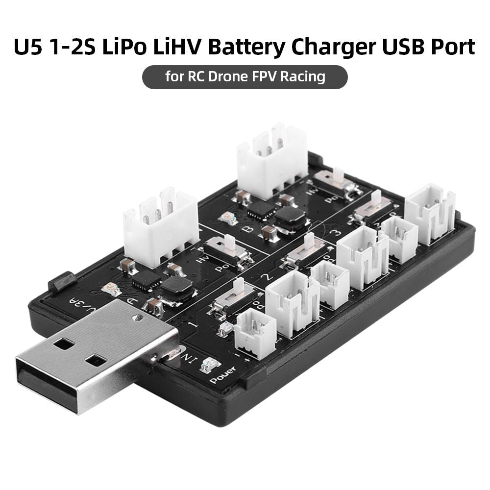 Rcharlance U5 1-2S LiPo LiHV Battery Charger with USB Port