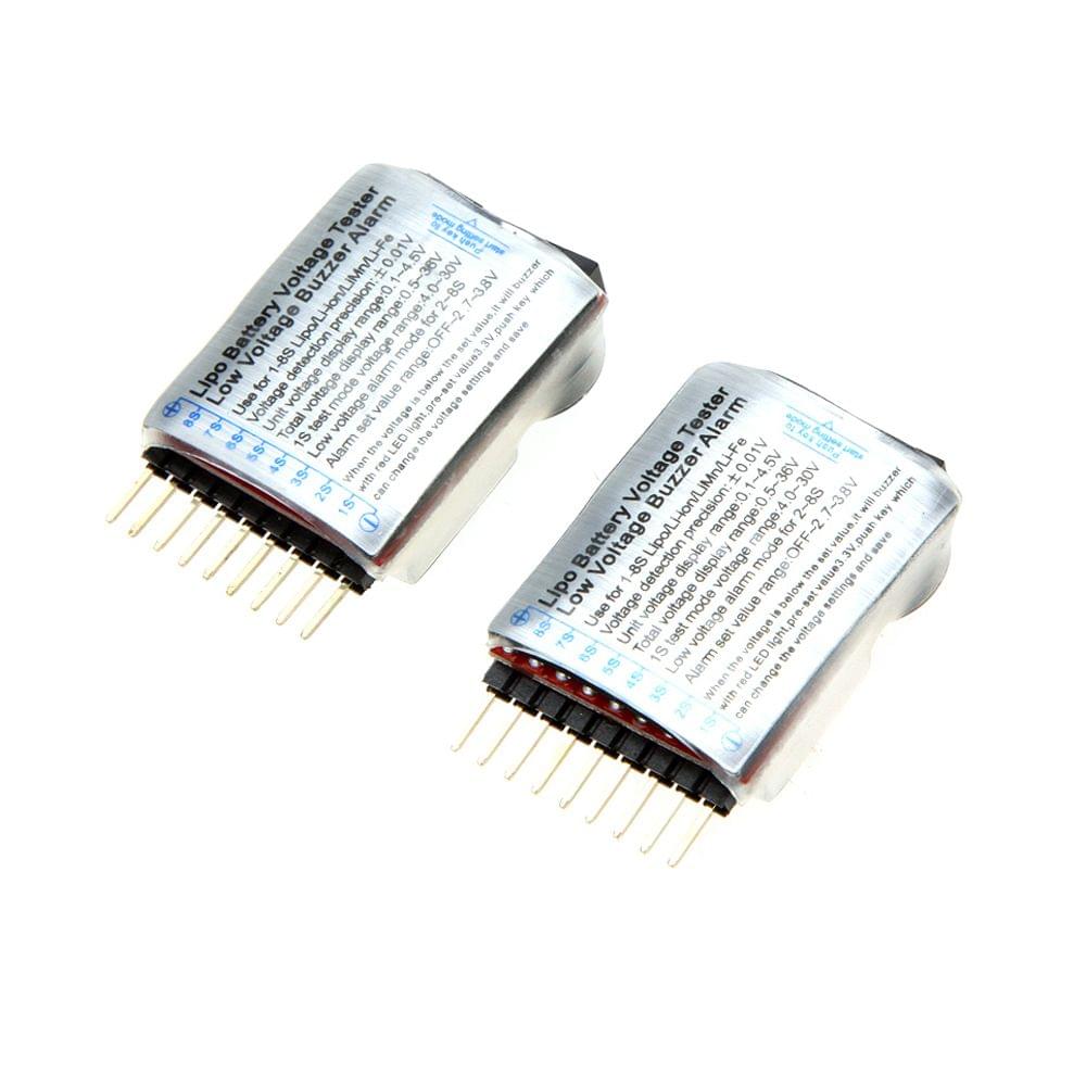 2Pcs 1-8S Indicator RC Li-ion Lipo Battery Tester Low