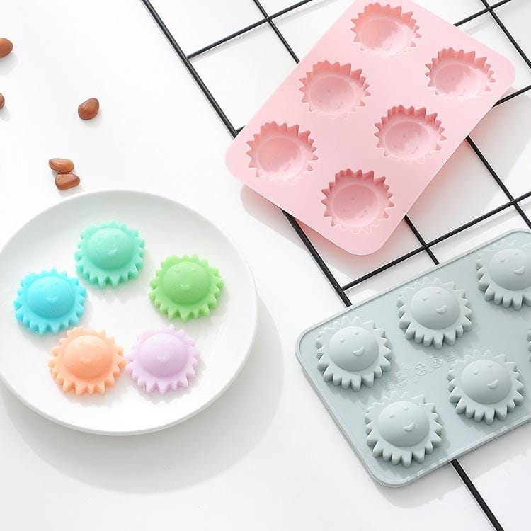 6 PCS Little Sun DIY Chocolate Candy Mold Ice Tray Baking Mold (Blue)