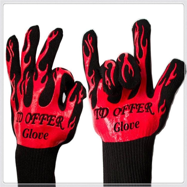 2 Layer Fire Protection Portable Silicone Anti-skidding High Temperature Resistance Cooking Baking Barbecue Gloves