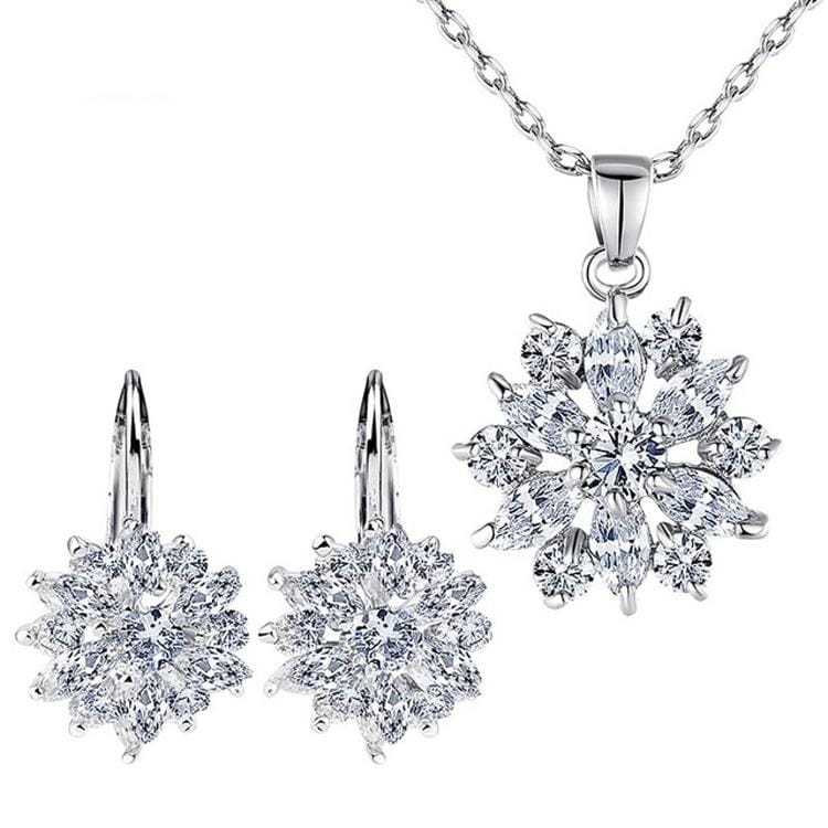 Fashion Flower Cubic Zircon Jewelry Sets For Women (Colorful Diamond)