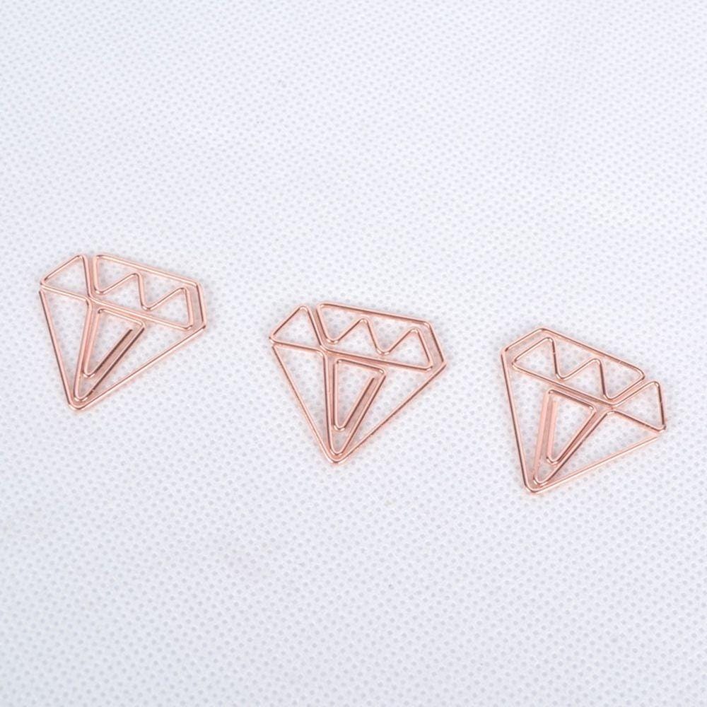 20 PCS Creative School Office Paper Clip Diamond Cute Paper Clip (Rose Gold)