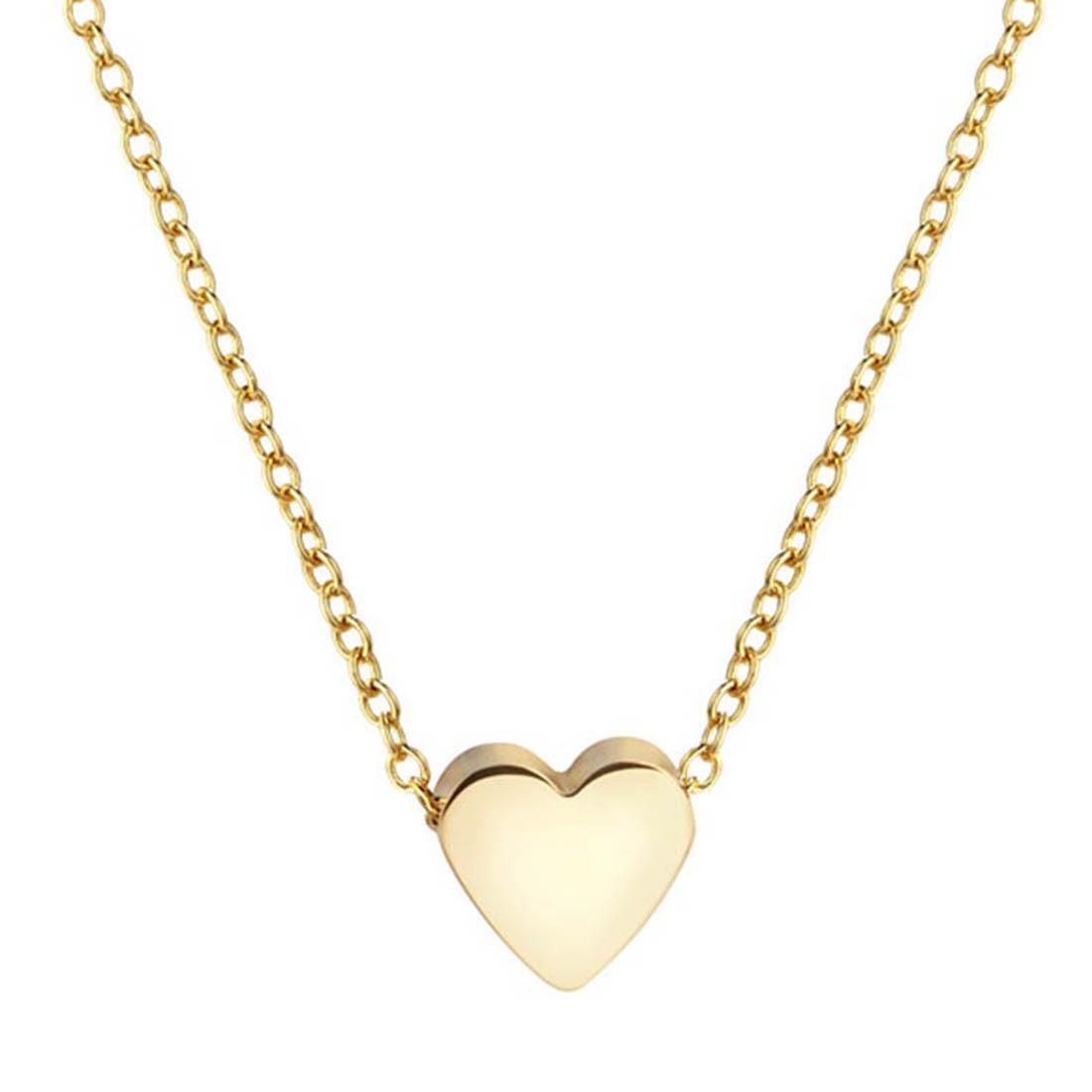 Women Fashion Jewelry Titanium Steel Heart Pendant Chain Necklace, Chain Length: 45cm (Gold)