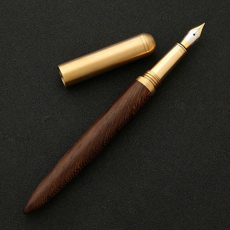 Luxury Wood Fountain Pen School Office Writing Ink Pen Stationery Gifts Supplies (Black wood)