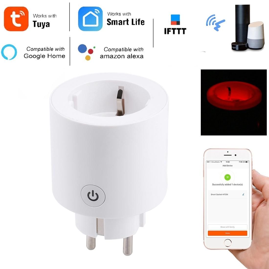 JH-G01E 16A 2.4GHz WiFi Control Smart Home Power Socket Works with Alexa  & Google Home, Support LED Indicator, AC 100-240V, EU Plug (White)