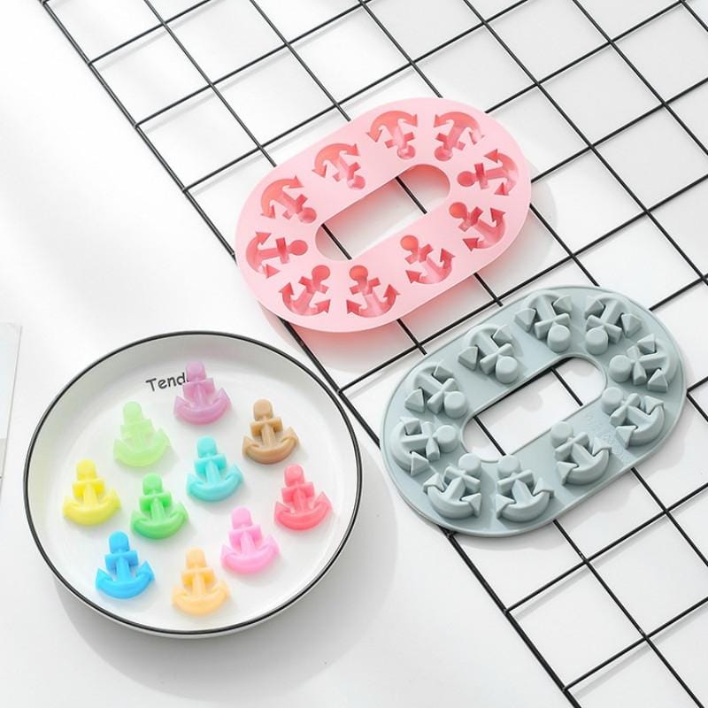 6 PCS Anchor Chain Chocolate Candy Cake Baking Mold Silicone Ice Tray Mold (Pink)