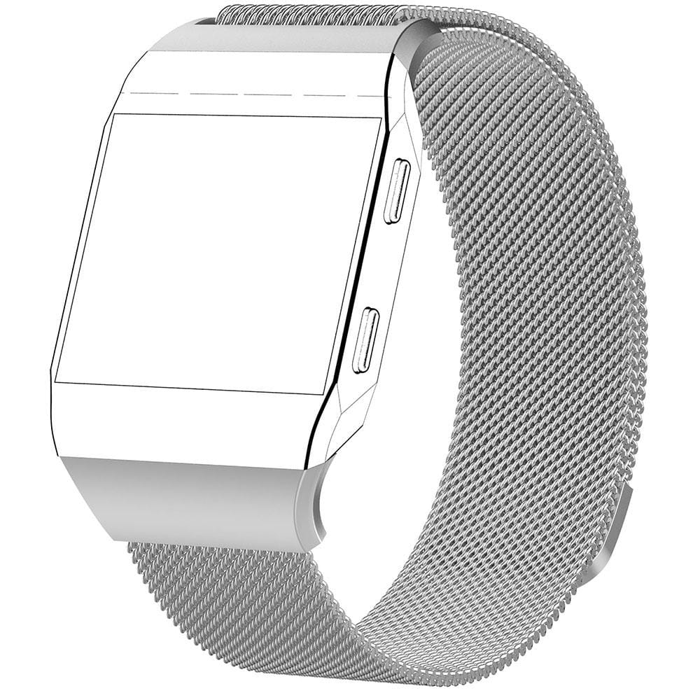 For FITBIT Ionic Milanese Watch Strap Large Size : 24X2.2cm (Silver)