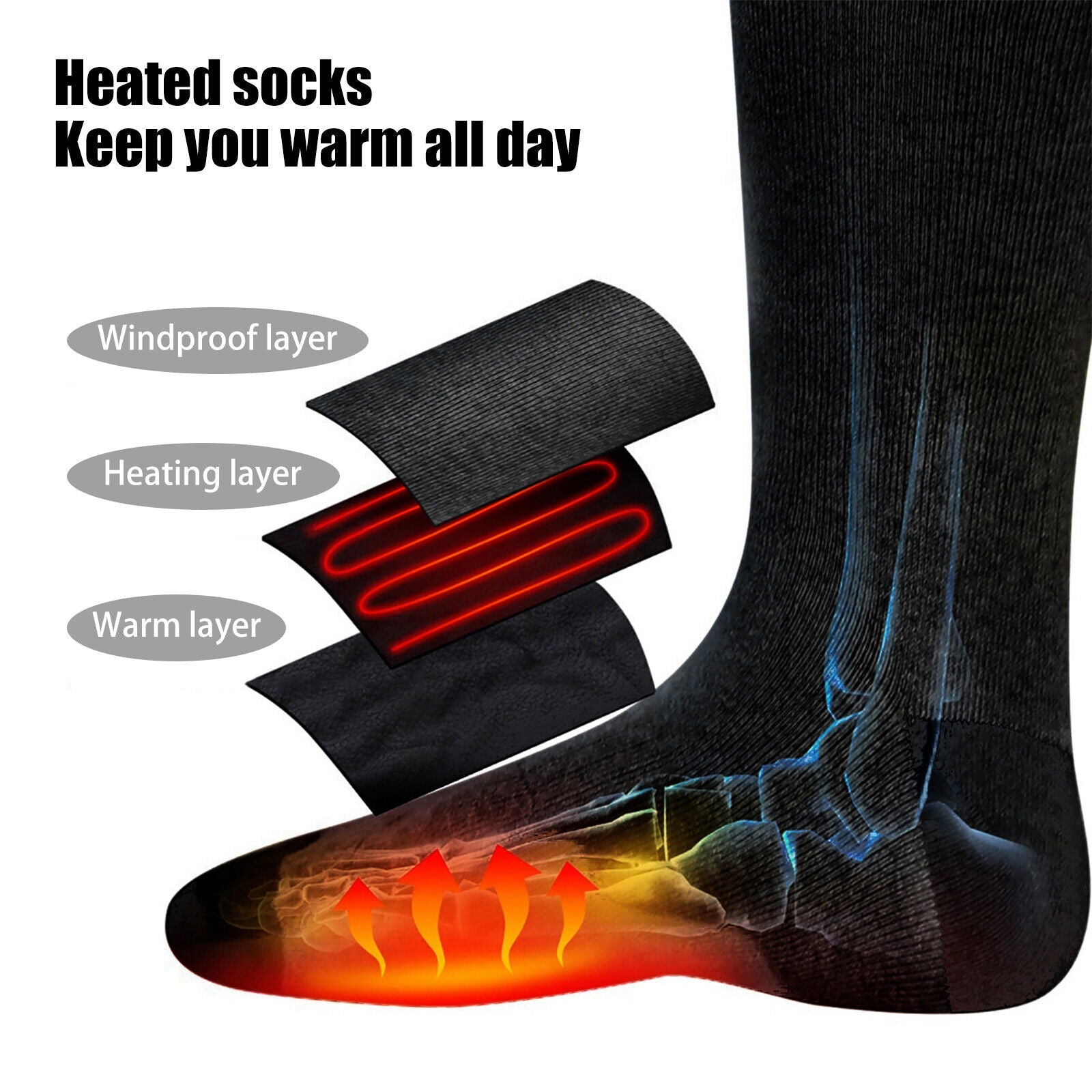 Electric Charging Battery Heated Cotton Socks