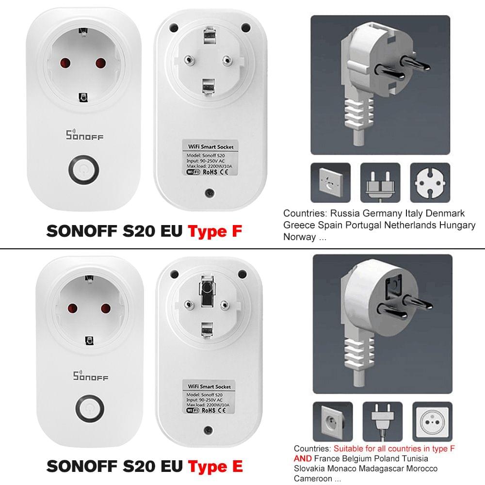 SONOFF S20 EU Type E ITEAD Wifi Wireless Remote Control