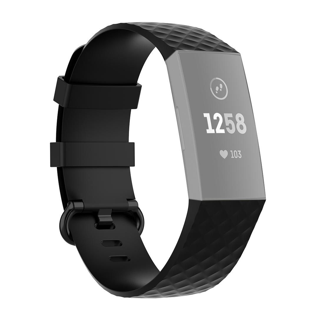 Color Buckle TPU Wrist Strap Watch Band for Fitbit Charge 4 / Charge 3 / Charge 3 SE, Size: L (Black)