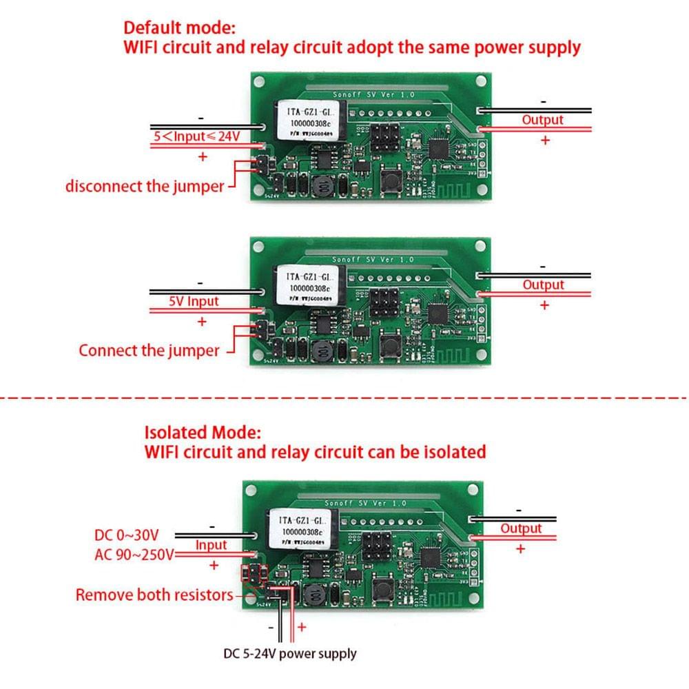 Sonoff SV ITEAD Safe Voltage DC 5-24V WiFi Wireless Switch