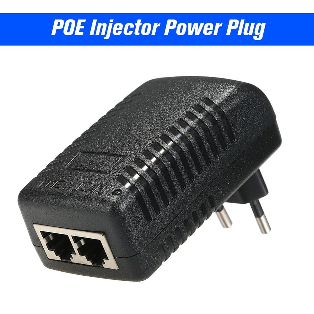 POE Injector Ethernet Power Supply Adapter DC48V 0.5A 15.4W, - EU Plug