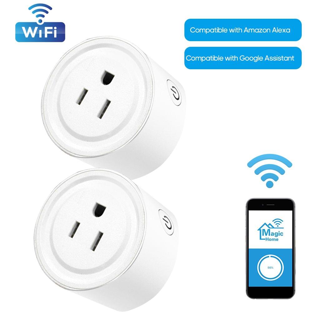 2Pcs Mini Intelligent Socket Plug WIFI Remote Control Timing - 2Pcs