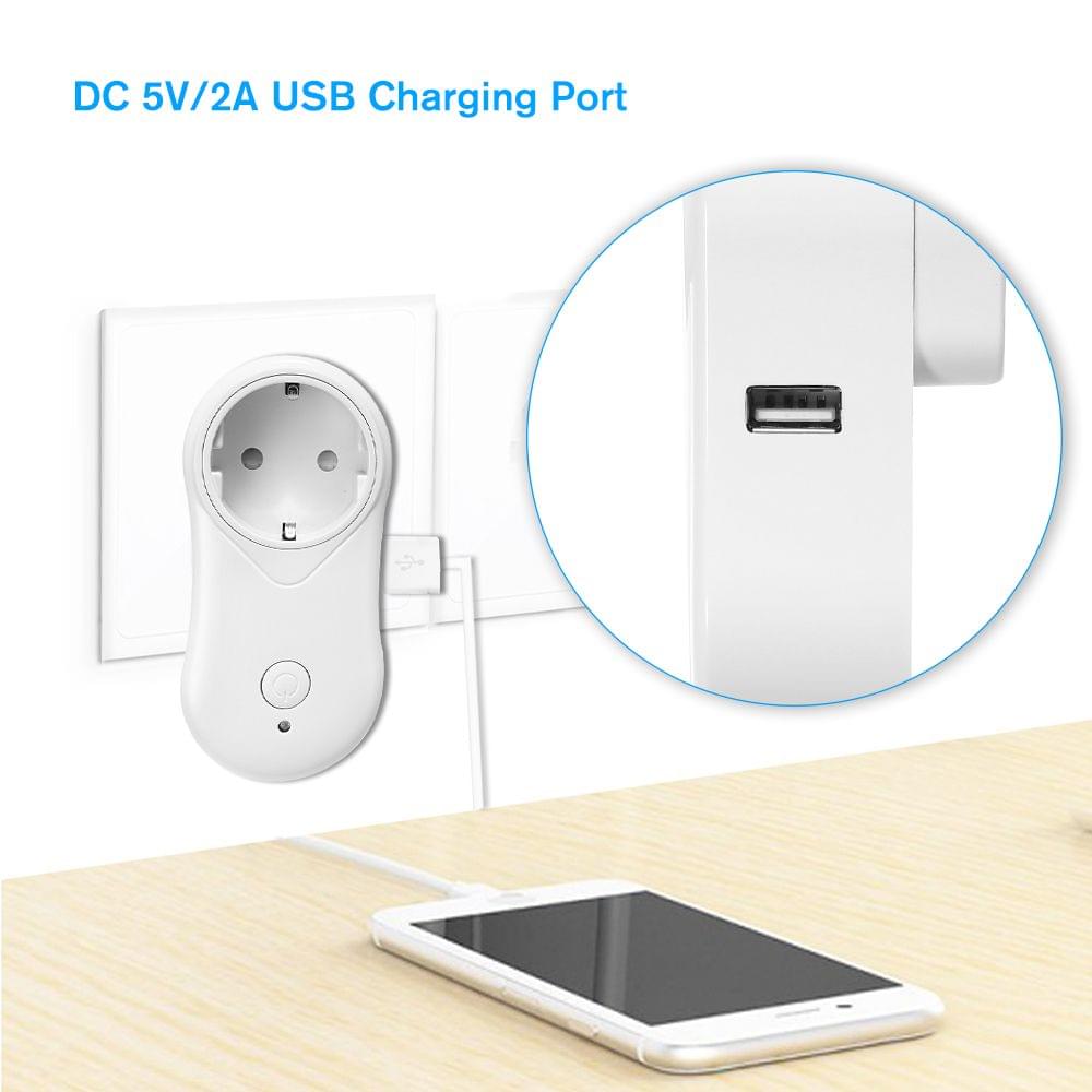 Smart WiFi Socket EU Type E with USB Outlet Remote Control - EU Plug