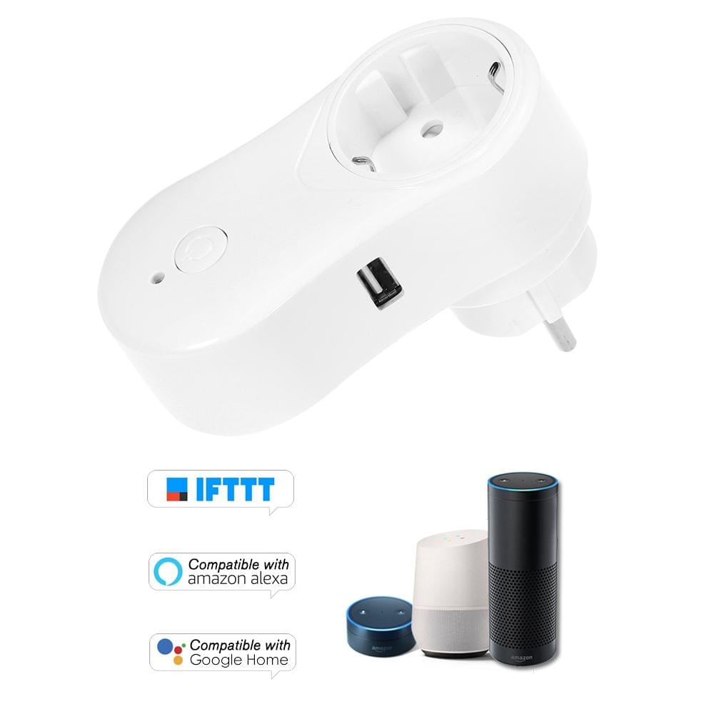 Smart WiFi Socket EU Type E with USB Outlet Remote Control - EU Plug