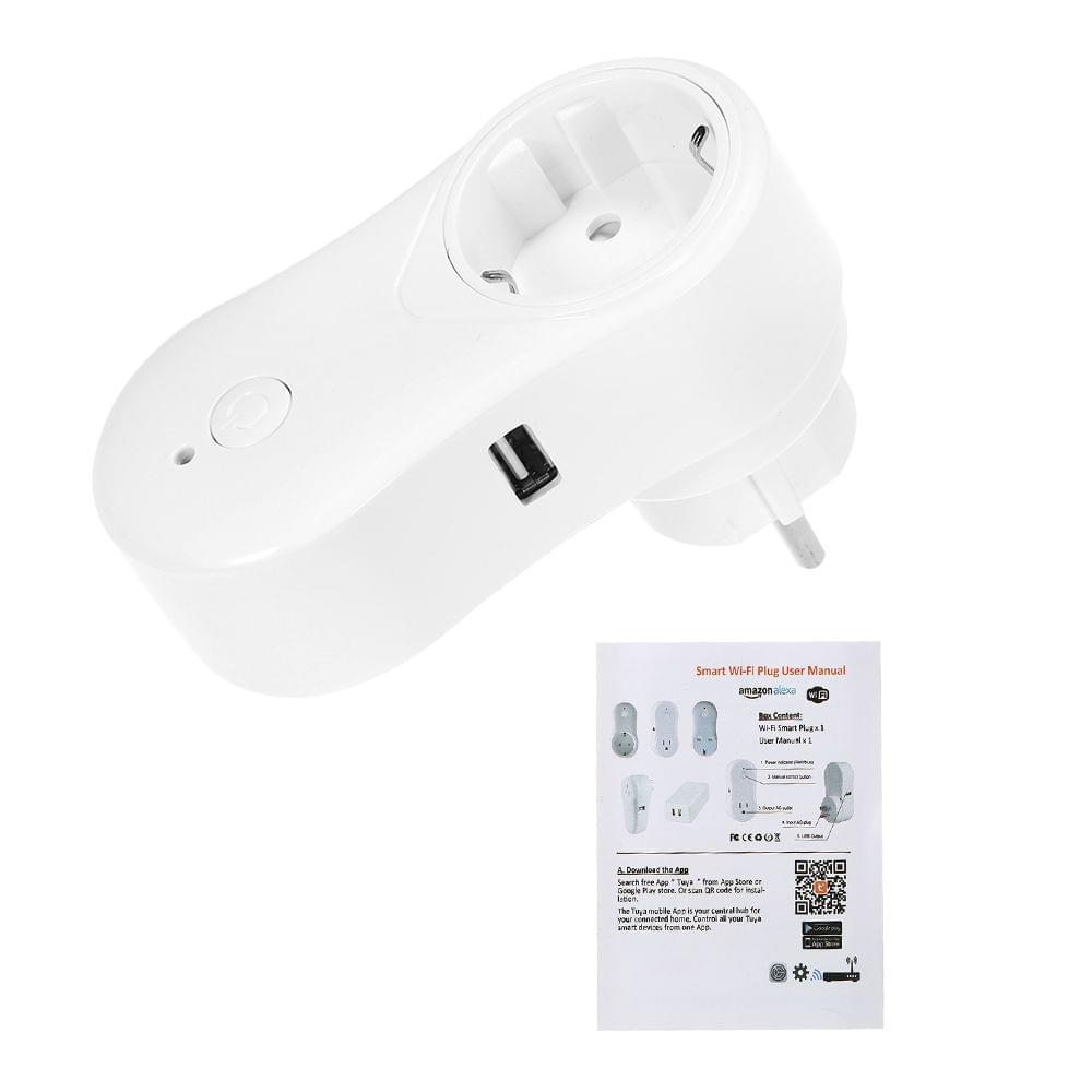 Smart WiFi Socket EU Type E with USB Outlet Remote Control - EU Plug