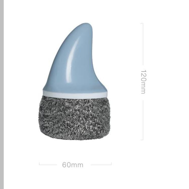 10 PCS Creative Shark Fin Shape Stainless Steel Wire Ball Cleaning Sanitary Pot Brush (Blue)