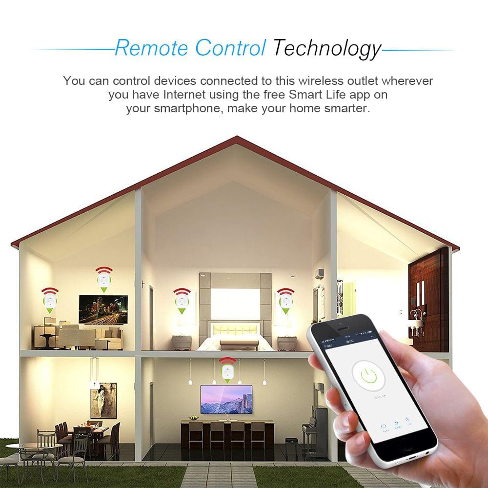 2PCS Mini Smart WiFi Socket EU Type F Remote Control by - 2PCS