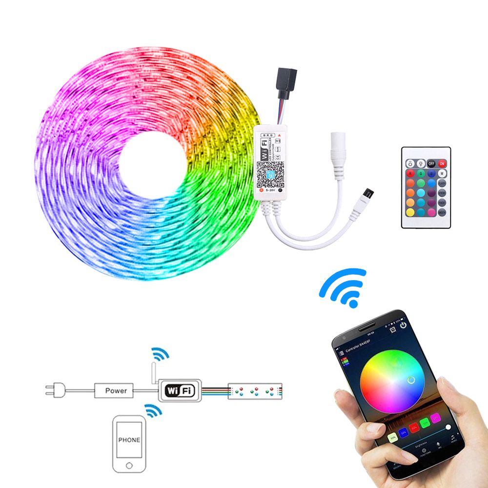 5M Smart Light Strips WIFI Control Color Changing LED 5050