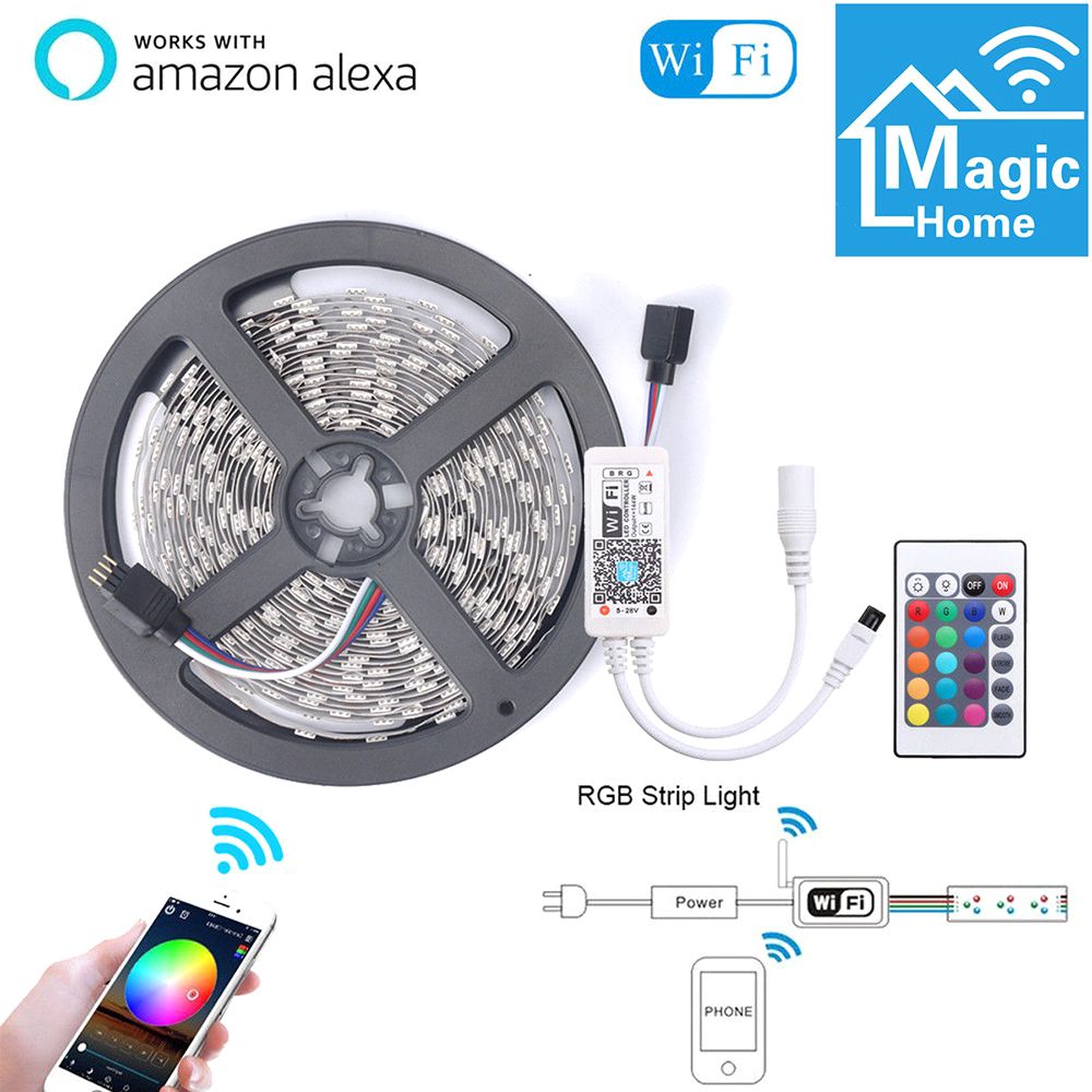 5M Smart Light Strips WIFI Control Color Changing LED 5050 - EU Plug