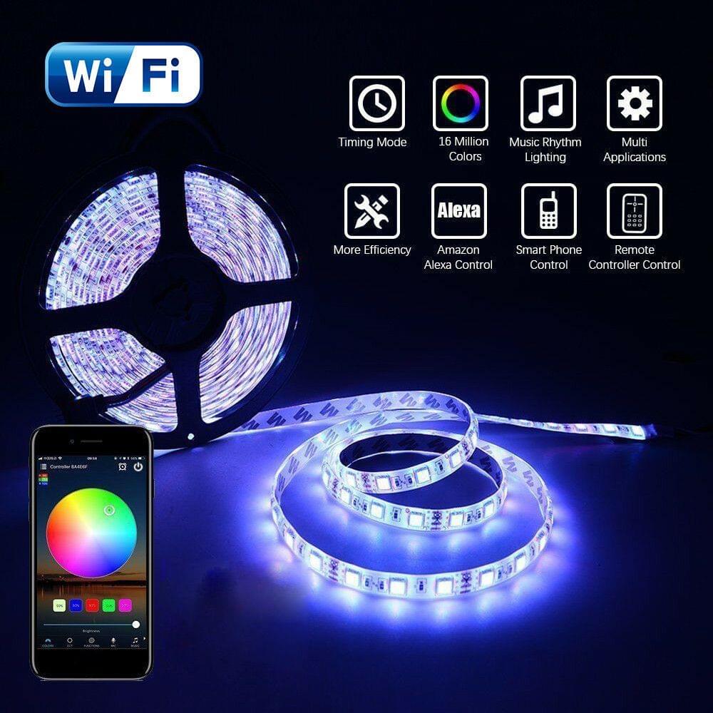 5M Smart Light Strips WIFI Control Color Changing LED 5050 - EU Plug