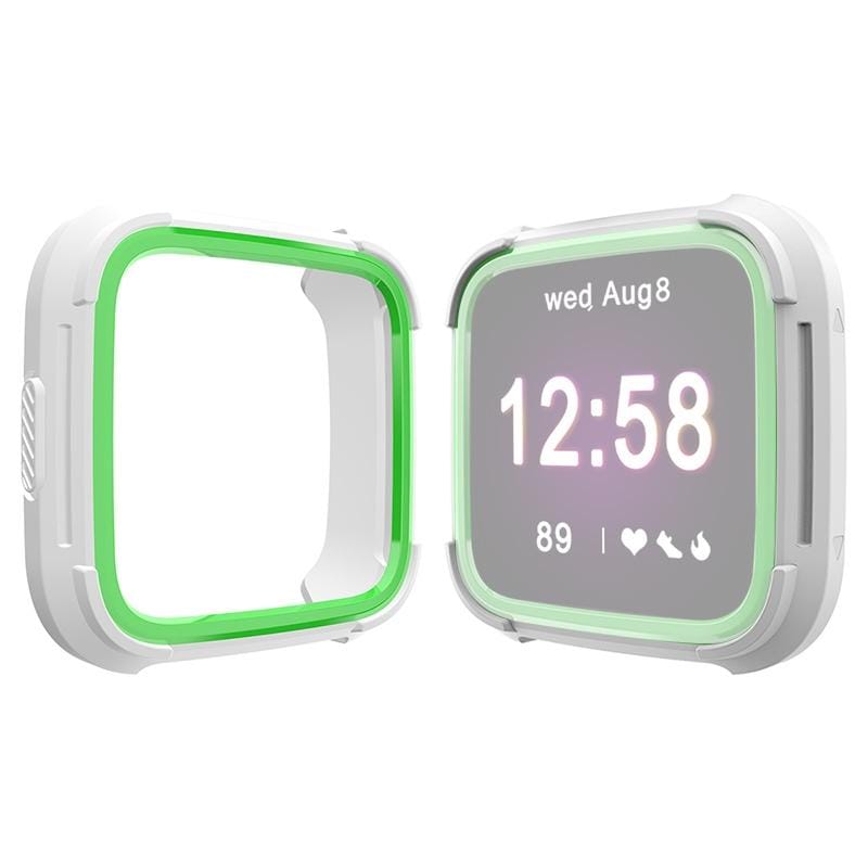 For Fitbit Versa / Versa Lite Universal Smart Watch PC + TPU Protective Case (White + Green)