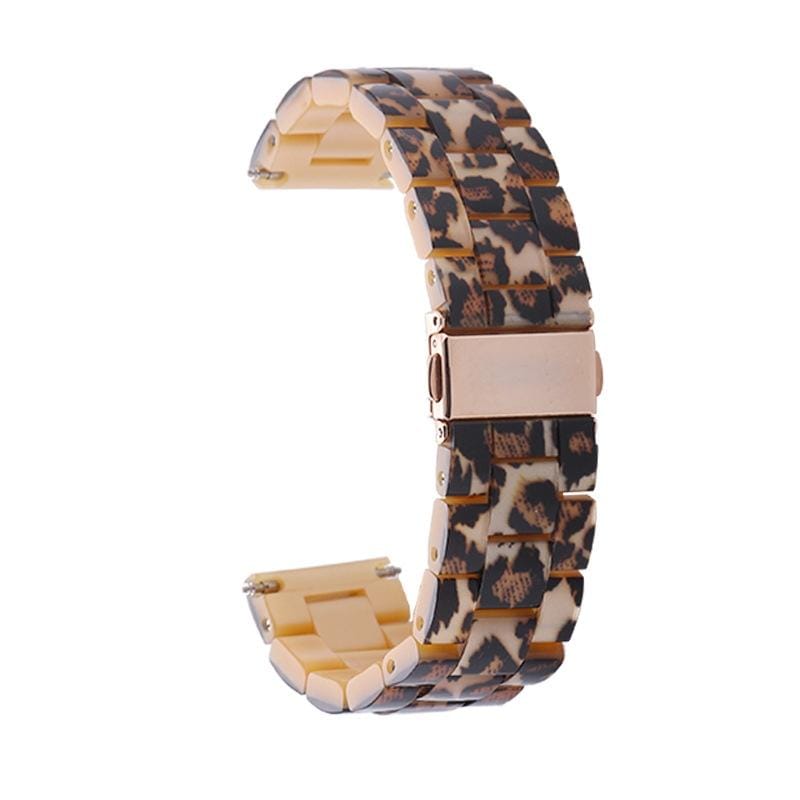 Leopard Pattern Gold Buckle Simple Fashion Resin Watch Strap for 20mm Connection Smart Watch