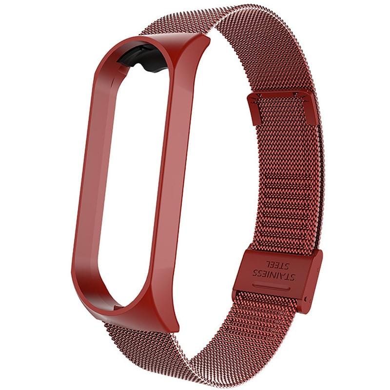 For Xiaomi Mi Band 4 / 3 Milanese Metal Replacement Strap Watchband, Color:Red