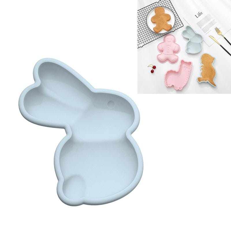 6 PCS Cartoon Animal Shape Silicone Non-cut high Temperature Baking Cake Mold, Style:Rabbit (Blue)
