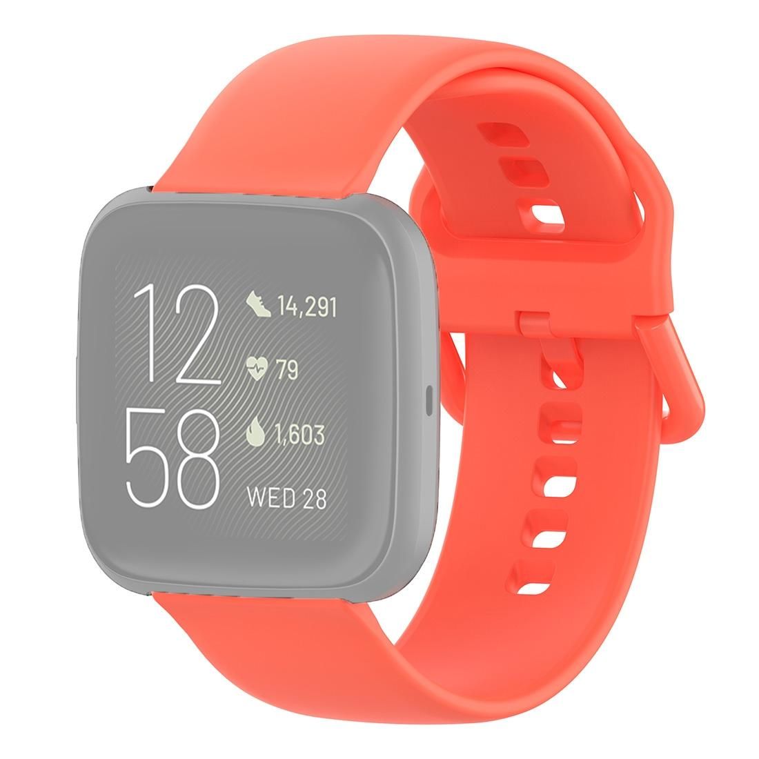 23mm Color Buckle Silicone Wrist Strap Watch Band for Fitbit Versa 2 / Versa / Versa Lite / Blaze, Size: L (Watermelon Red)