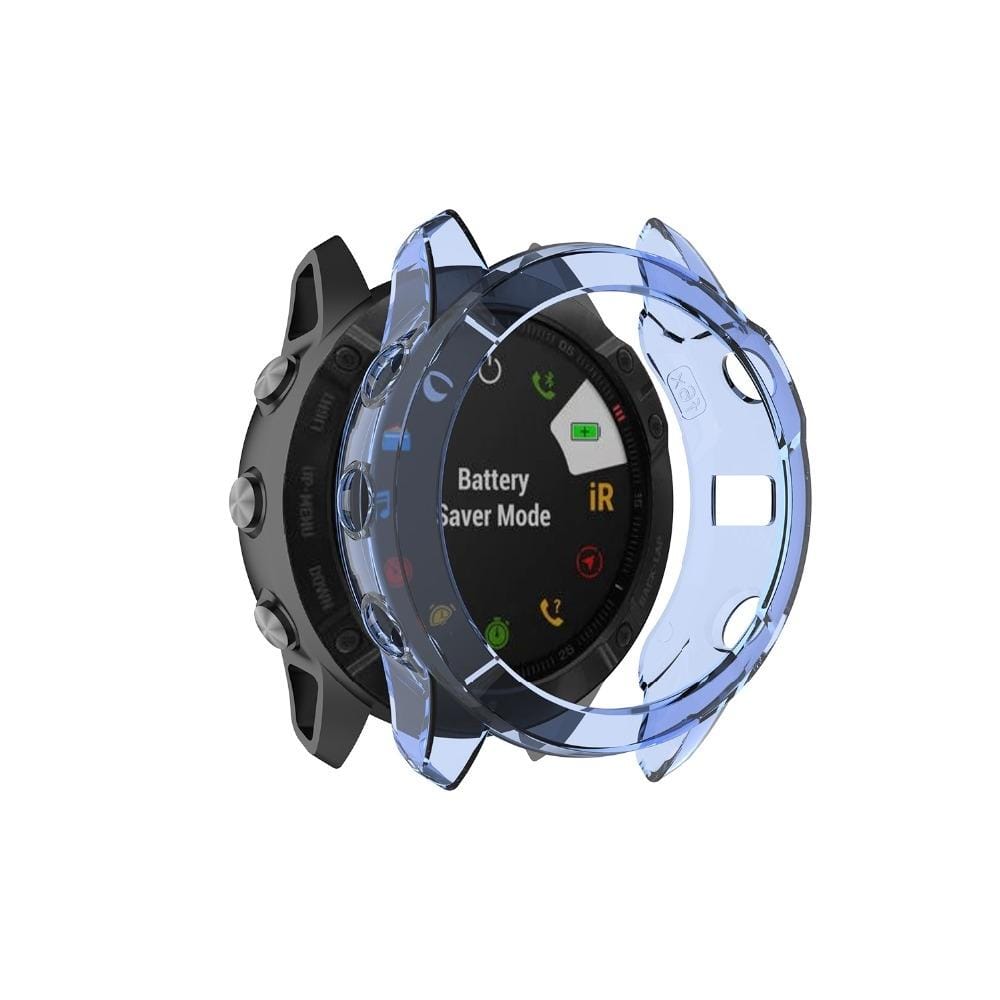 For Garmin Fenix 6X / 6X Pro Smart Watch Half Coverage TPU Protective Case (Transparent Blue)