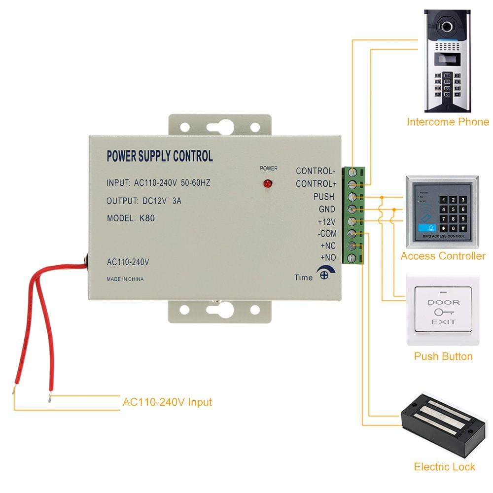 AC110-240V to 12V/3A Power Supply for Door Entry Access