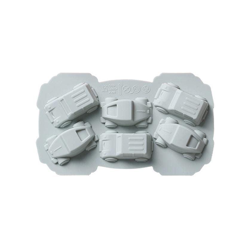 6 PCS Creative Cake Chocolate Mold 3D Car Cartoon Household Silicone Baking Ice Tray Mold ( Blue)
