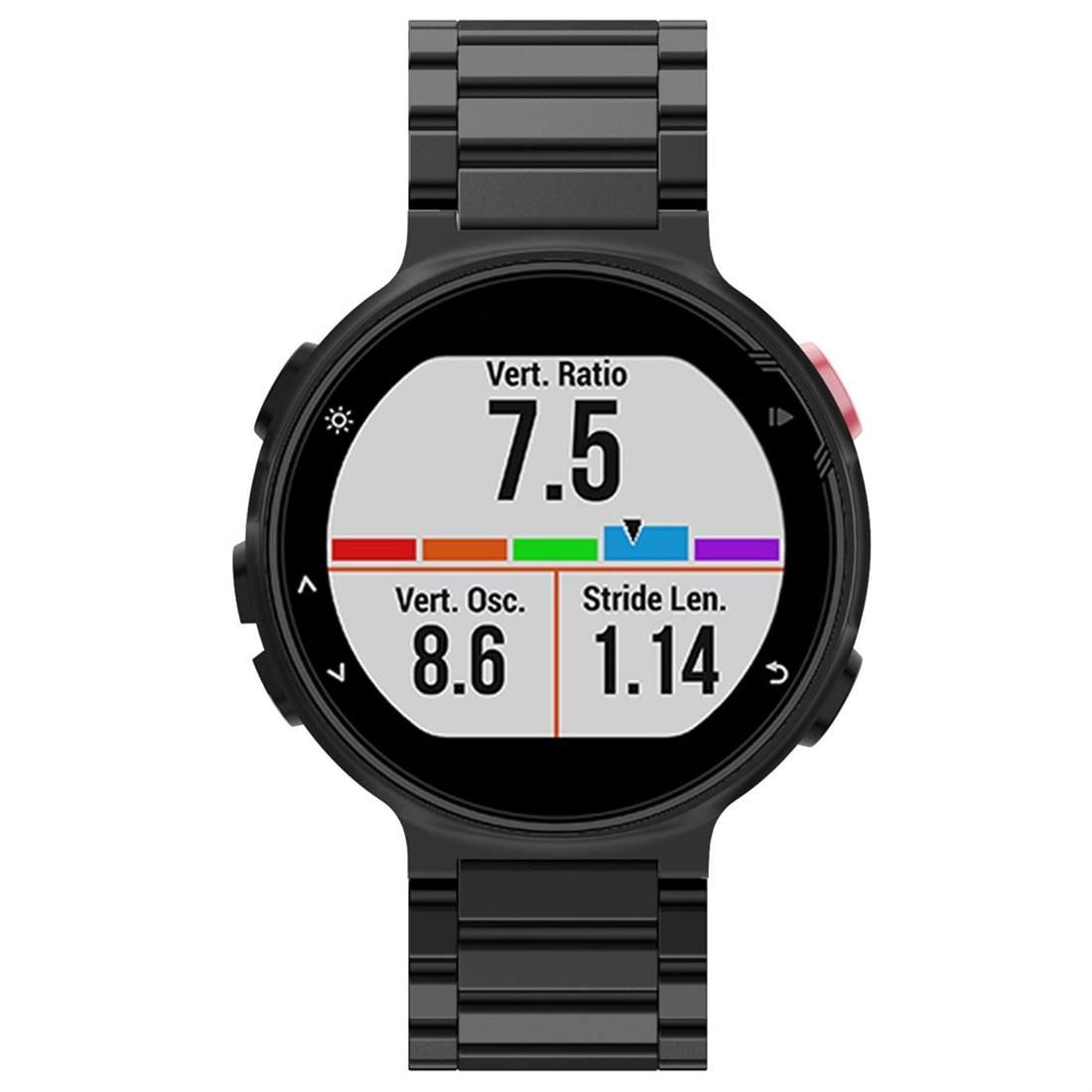 Universal Smart Watch Three Steel Strips Wrist Strap Watchband for Garmin Forerunner 220 / 230 / 235 / 630 / 620 / 735 (Black)