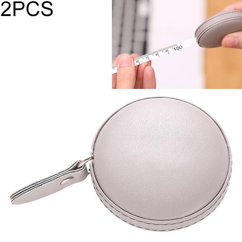 2 PCS Mini Tape Measure Cute Portable PU Measuring Ruler Measuring Bust Hips Waist Soft Tape (Gray)