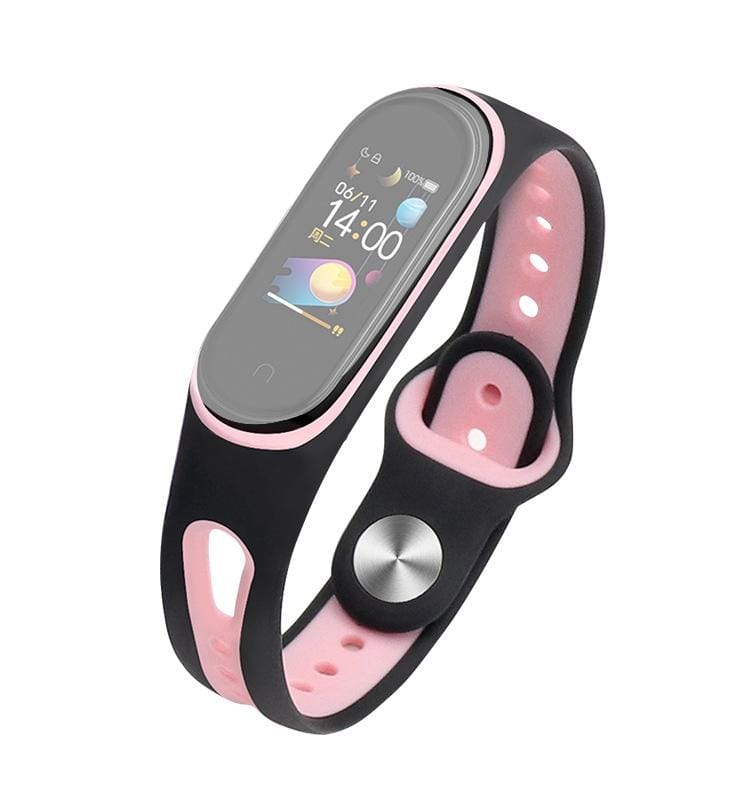 For Xiaomi Mi Band 4 Two-color U Shape Silicone Replacement Strap Watchband (Black Pink)