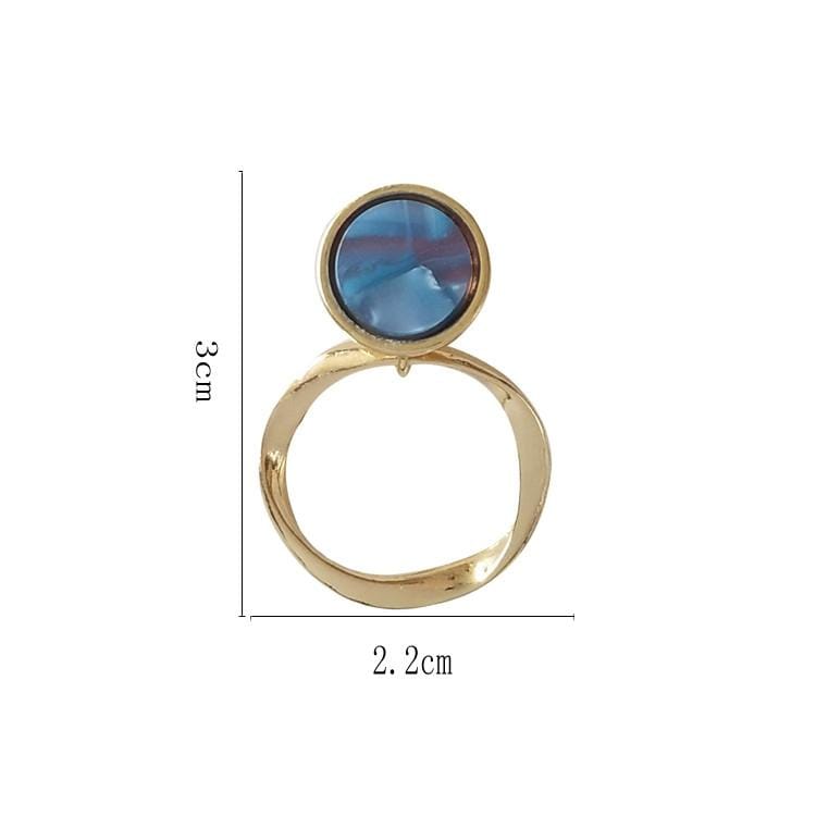 2 Pairs Twist Ring Resin Retro Metal Earrings for Women (Blue)