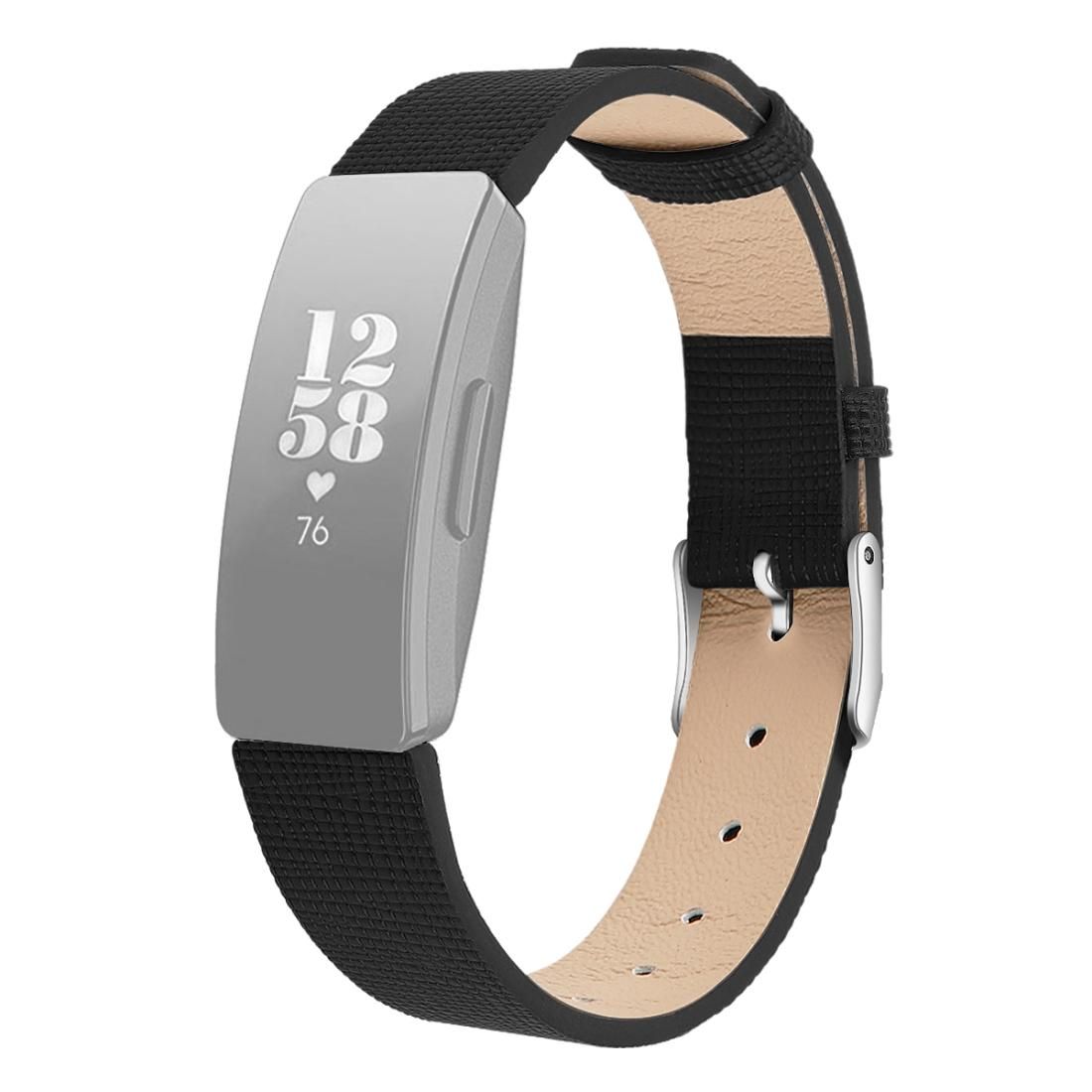 For Fitbit Inspire / Inspire HR Leather B Type Replacement Wrist Strap Watchband, Size:L (Black)