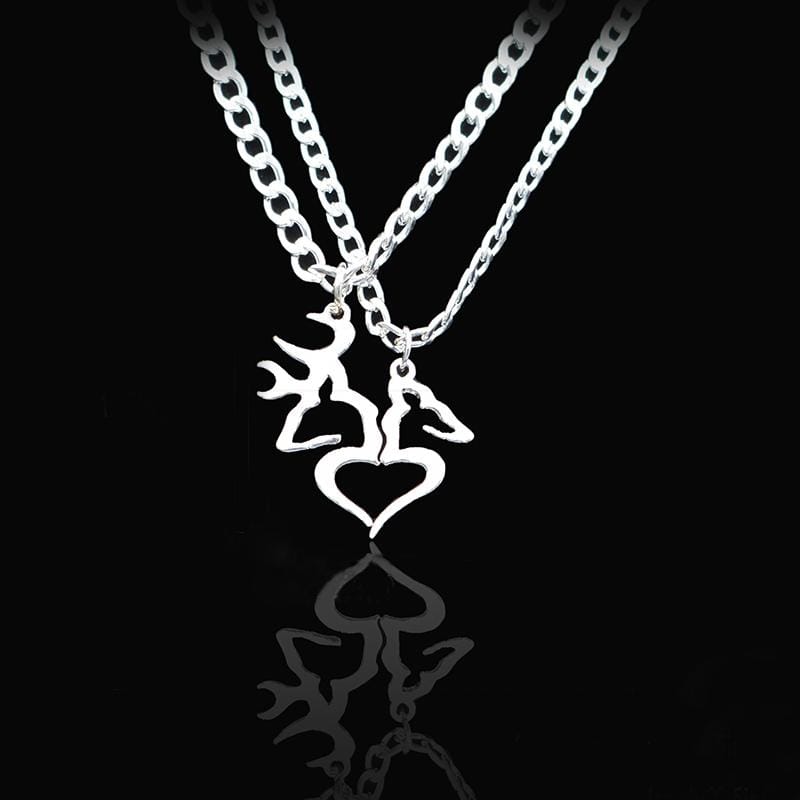 Dear Kissing Heart Shape Necklace Set for Men Women Couple Jewelry