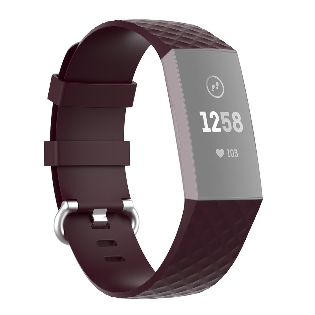 18mm Silver Color Buckle TPU Wrist Strap Watch Band for Fitbit Charge 4 / Charge 3 / Charge 3 SE, Size: S (Rosewood)