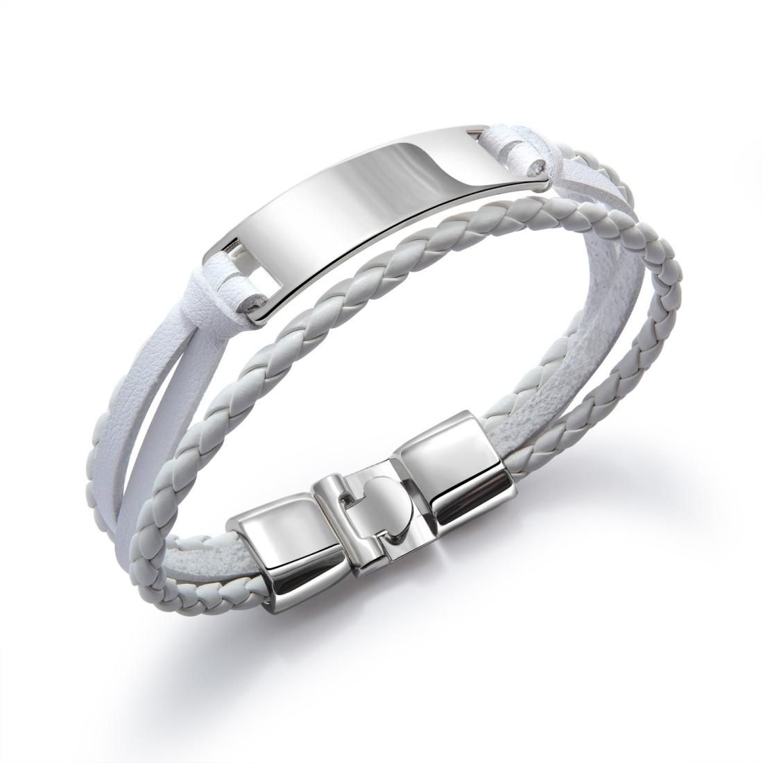 OPK Simple and Wild Fashion Bracelet Multilayer Woven Leather Bracelet for Men (White)